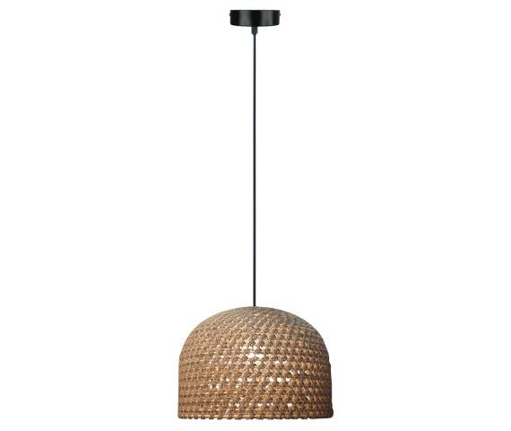 Lampa wisząca KANSO LP-2025/1P 40 cm oprawa w kolorze czarnym z ratanowym abażurem LIGHT PRESTIGE