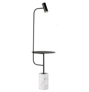 Lampa podłogowa ze stolikiem VINCENT czarna 146 cm