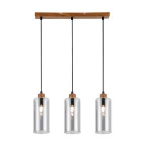 Lampa wisząca Naster PND-23051-3-WO oprawa w kolorze czerni i drewna ITALUX