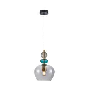Lampa wisząca Busco PND-30263-1A-BRO-SG oprawa w kolorze czerni i złota z kolorowym szkłem ITALUX