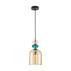 Lampa wisząca Busco PND-30263-1B-BRO-AMB oprawa w kolorze czerni i złota z kolorowym szkłem ITALUX