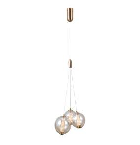 Lampa wisząca Butero PND-34359-3-HBR-AMB oprawa w kolorze złotym z bursztynowymi kloszami ITALUX