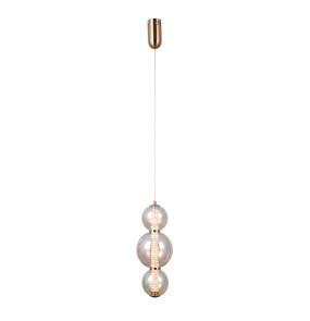 Lampa wisząca Butero PND-34359-3V-HBR-AMB oprawa w kolorze złotym z bursztynowymi kloszami ITALUX