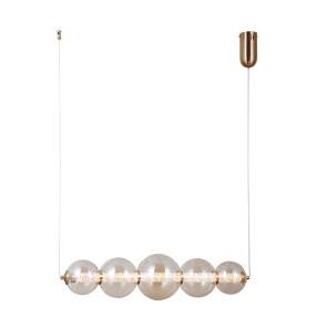 Lampa wisząca Butero PND-34359-5H-HBR-AMB oprawa w kolorze złotym z bursztynowymi kloszami ITALUX
