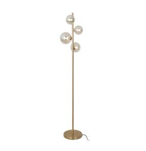Lampa podłogowa Canello FL-406007-4-HBR oprawa w kolorze złotym z bursztynowymi kloszami ITALUX