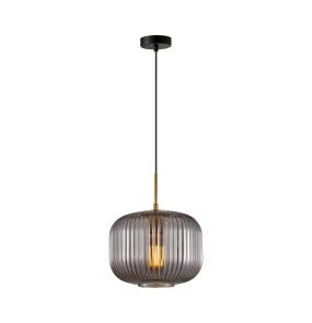 Lampa wisząca Gavino PND-26476-1-BRO-SG oprawa w kolorze czerni i złota z dymionym kloszem ITALUX