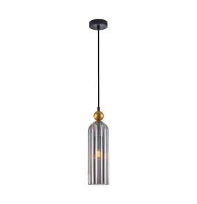 Lampa wisząca Levie PND-28636-1L-GD-SG oprawa w kolorze czerni i złota z dymionym kloszem ITALUX