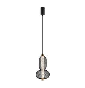 Lampa wisząca Marco PND-84283-2-BK oprawa w kolorze czerni i złota ITALUX