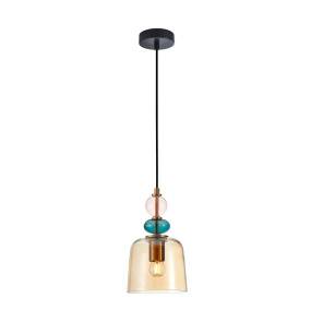 Lampa wisząca Namos PND-27092A-MC-BRO oprawa w kolorze czerni i mosiądzu z kolorowym szkłem ITALUX