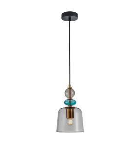 Lampa wisząca Namos PND-27092B-MC-BRO oprawa w kolorze czerni i mosiądzu z kolorowym szkłem ITALUX