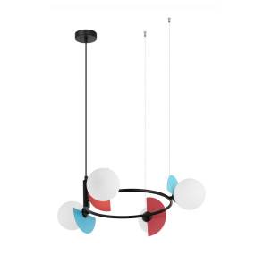 Lampa wisząca Nauti PND-37482-4R-MLTI oprawa w kolorze czarnym z kolorowymi elementami ITALUX