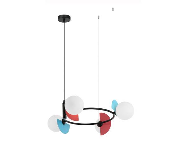 Lampa wisząca Nauti PND-37482-4R-MLTI oprawa w kolorze czarnym z kolorowymi elementami ITALUX