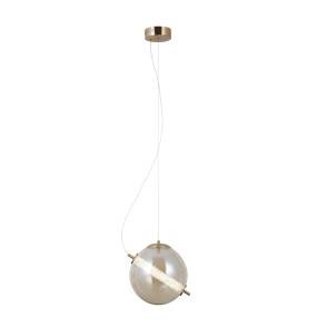 Lampa wisząca Nola PND-34366-HBR-AMB oprawa w kolorze złotym z bursztynowym kloszem ITALUX