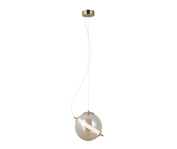 Lampa wisząca Nola PND-34366-HBR-AMB oprawa w kolorze złotym z bursztynowym kloszem ITALUX
