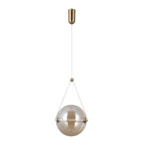 Lampa wisząca Rastia PND-34361-L-HBR-AMB oprawa w kolorze złotym z bursztynowym kloszem ITALUX