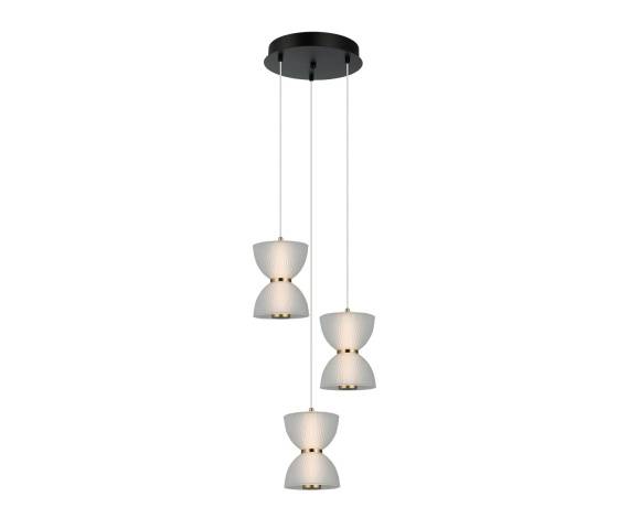 Lampa wisząca Tica PND-83949-3-BK oprawa w kolorze czerni i złota ITALUX