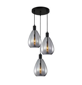 Lampa wisząca Zulo PND-27812-3A-BK-SG oprawa w kolorze czarnym z dymionymi kloszami ITALUX