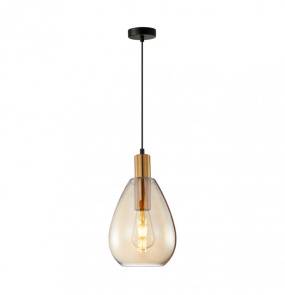 Lampa wisząca Zulo PND-27812-BRO-AMB oprawa w kolorze czerni i mosiądzu z bursztynowym kloszem ITALUX