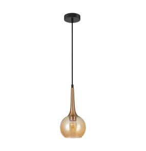 Lampa wisząca Favera PND-42361-1-BRO-AMB oprawa w kolorze czerni i antycznego brązu z bursztynowym kloszem ITALUX