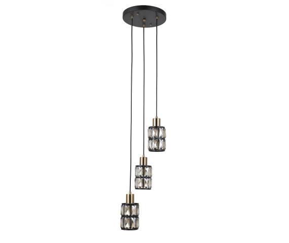 Lampa wisząca Menfi PND-44236-3-BK-GD oprawa w kolorze czerni i mosiądzu ITALUX