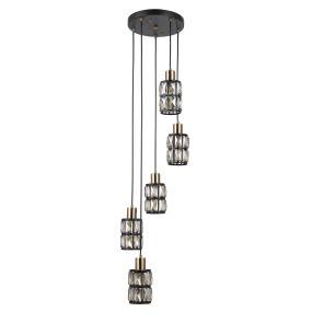 Lampa wisząca Menfi PND-44236-5-BK-GD oprawa w kolorze czerni i mosiądzu ITALUX