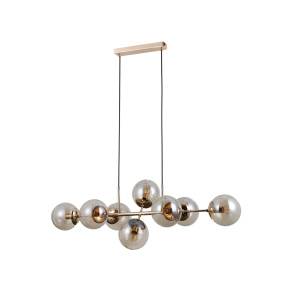 Lampa wisząca Molite PND-1098-8-GD oprawa w kolorze czerni i złota z bursztynowymi kloszami ITALUX