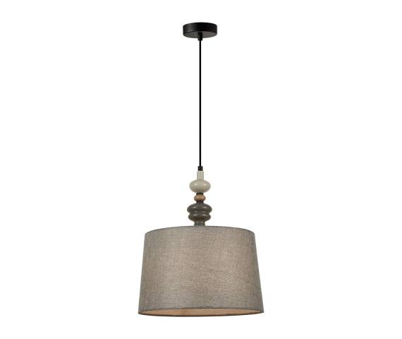 Lampa wisząca Nerom PND-22374B-BK oprawa w kolorze czarnym z szarym abażurem ITALUX