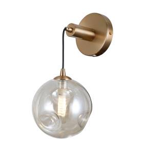 Kinkiet Perlos WL-54456-1-HB-AMB oprawa w kolorze miodowego mosiądzu z bursztynowym kloszem ITALUX