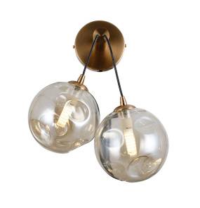Kinkiet Perlos WL-54456-2-HB-AMB orawa w kolorze miodowego mosiądzu z bursztynowymi kloszami ITALUX