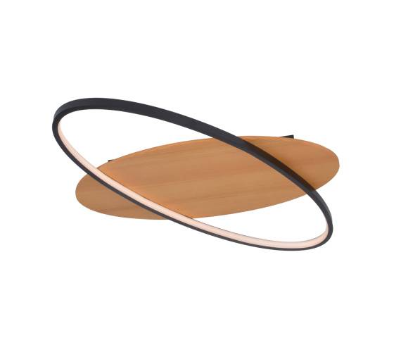 Lampa sufitowa Poraso PLF-93439-12W-WO oprawa w kolorze czerni i drewna ITALUX