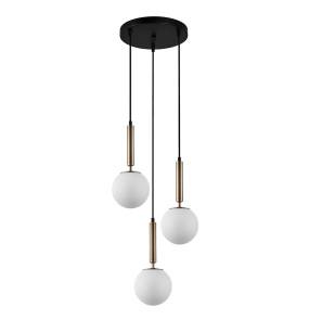 Lampa wisząca Ravena PND-2324-3A GD+OPAL oprawa w kolorze czerni i mosiądzu ITALUX