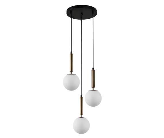 Lampa wisząca Ravena PND-2324-3A GD+OPAL oprawa w kolorze czerni i mosiądzu ITALUX