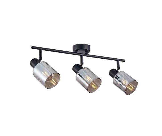 Listwa sufitowa Santia SPL-65342-3-BK-SG oprawa w kolorze czarnym z kloszami z szarego szkła ITALUX