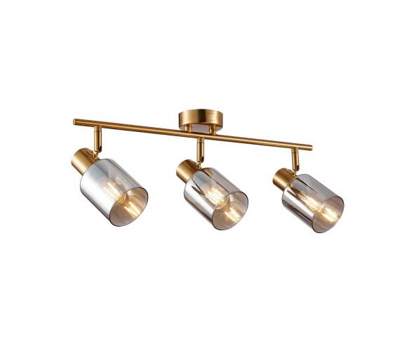 Listwa sufitowa Santia SPL-65342-3-BRO-SG oprawa w kolorze mosiądzu z kloszami z szarego szkła ITALUX