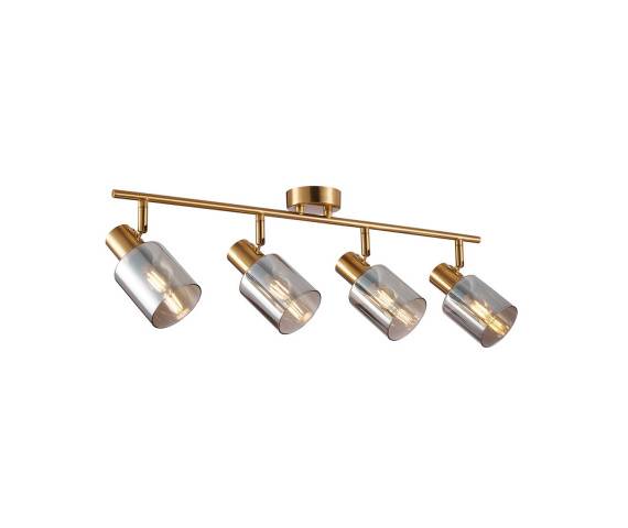 Listwa sufitowa Santia SPL-65342-4-BRO-SG oprawa w kolorze mosiądzu z kloszami z szarego szkła ITALUX