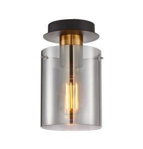 Lampa sufitowa Sardo SPL-5581-1SC-BRO-SG oprawa w kolorze czerni i mosiądzu z dymionym kloszem ITALUX