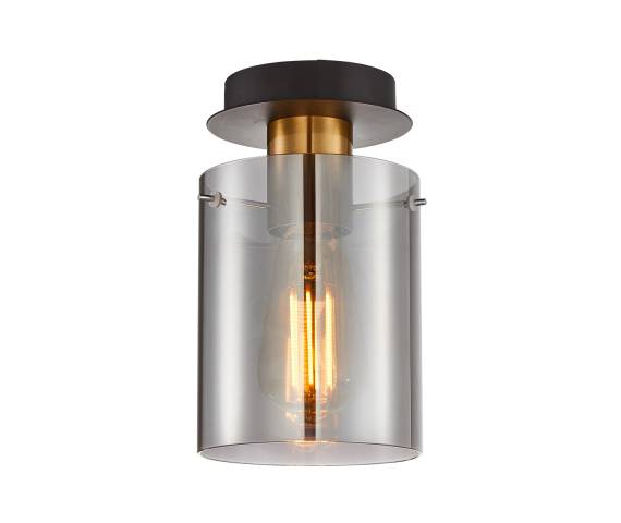 Lampa sufitowa Sardo SPL-5581-1SC-BRO-SG oprawa w kolorze czerni i mosiądzu z dymionym kloszem ITALUX