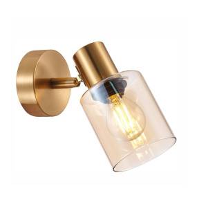 WYPRZEDAŻ Kinkiet Santia SPL-65342-1-BRO-AMB oprawa w kolorze mosiądzu z bursztynowymi kloszami ITALUX