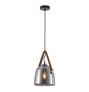 Lampa wisząca Solta PND-24342-1-BK-SG oprawa w kolorze czarnym z elementami mosiądzu i eko skóry ITALUX