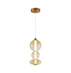 Lampa wisząca Sonte PND-24352V-24W-AB-AMB oprawa w kolorze antycznego brązu z bursztynowymi kloszami ITALUX
