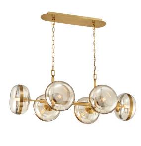 Lampa wisząca Nottingham oprawa w kolorze mosiądzu QN-NOTTINGHAM-6LP-AB QUINTIESSE