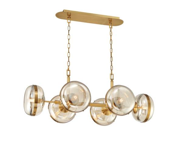 Lampa wisząca Nottingham oprawa w kolorze mosiądzu QN-NOTTINGHAM-6LP-AB QUINTIESSE