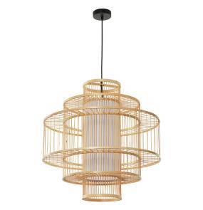 Lampa wisząca STELA LP-2026/1P oprawa w kolorze czarnym z ratanowym abażurem