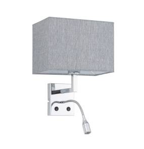 Kinkiet wewnętrzny HOTEL MOOD LED 11793 oprawa w kolorze chromu z szarym abażurem NOWODVORSKI LIGHTING