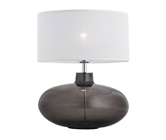 Lampa stołowa SEKWANA 3050 szklana dymiona oprawa z białym abażurem ARGON