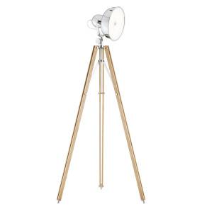 Lampa podłogowa FOTO NEW 3354 drewniana oprawa z chromowanym kloszem ARGON