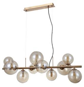 WYPRZEDAŻ Lampa wisząca Canello PND-406007-10-HBR oprawa w kolorze mosiądzu z bursztynowymi kloszami ITALUX