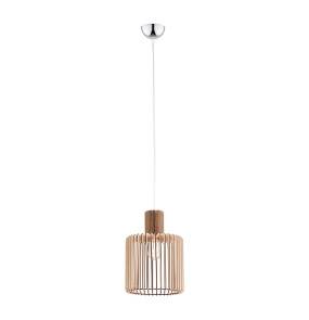 Lampa wisząca PORTORYKO 3667 oprawa w kolorze chromu z drewnianym kloszem ARGON