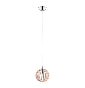 Lampa wisząca PORTORYKO 3678 oprawa w kolorze chromu z drewnianym kloszem ARGON