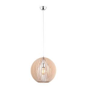 Lampa wisząca PORTORYKO 3672 oprawa w kolorze chromu z drewnianym kloszem ARGON